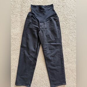 Old Navy Black High-Rise Maternity Jeans with Stretch Panel. Straight leg.